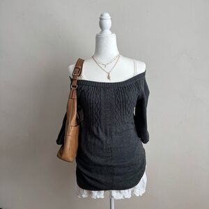 Vintage Forever 21 Off-Shoulder Gray Sweater Large